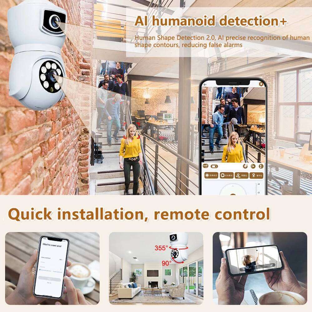 4K 8MP E27 Bulb WiFi Dual Lens Color Night Vision Auto IP Camera Tracking Two Way Audio Indoor Outdoor Security Camcorder 26W0306
