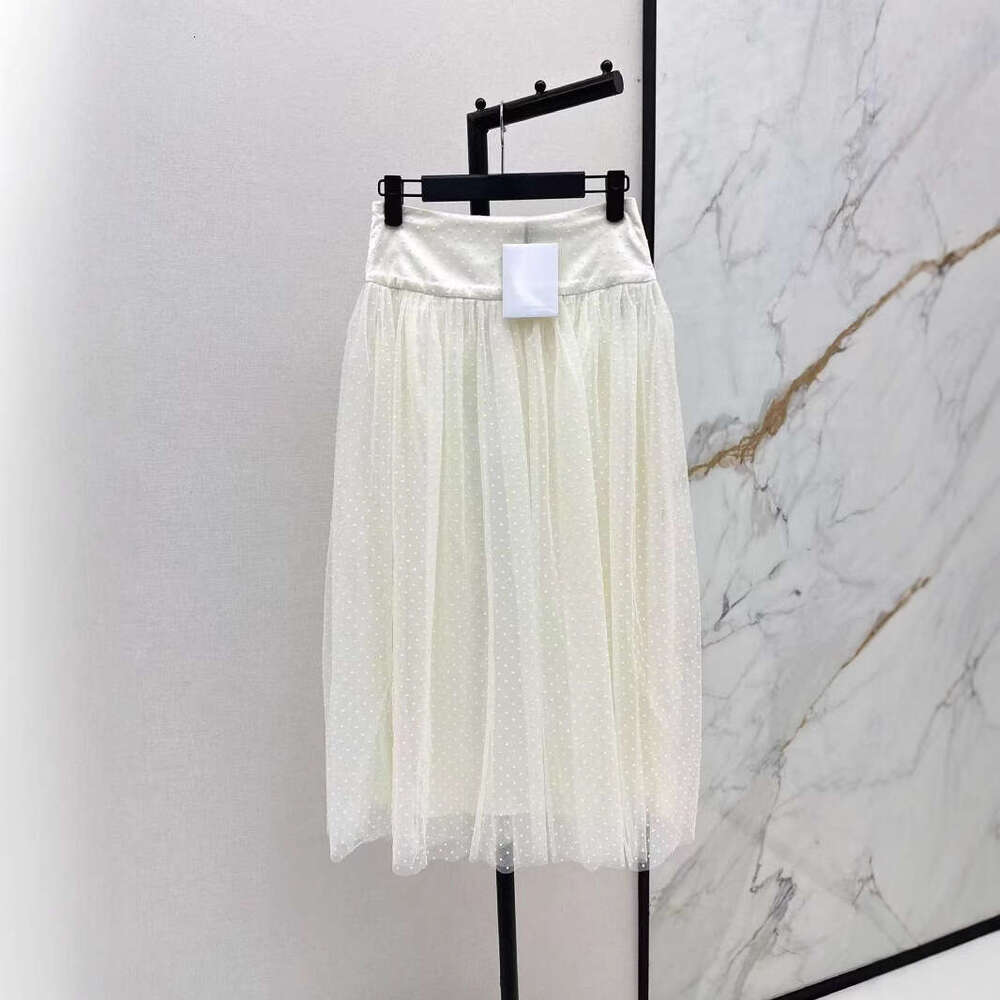 2026 Spring and Summer High end Women's Wear Classic A1 High end Plush Polka Dot Mesh Fold Skirt