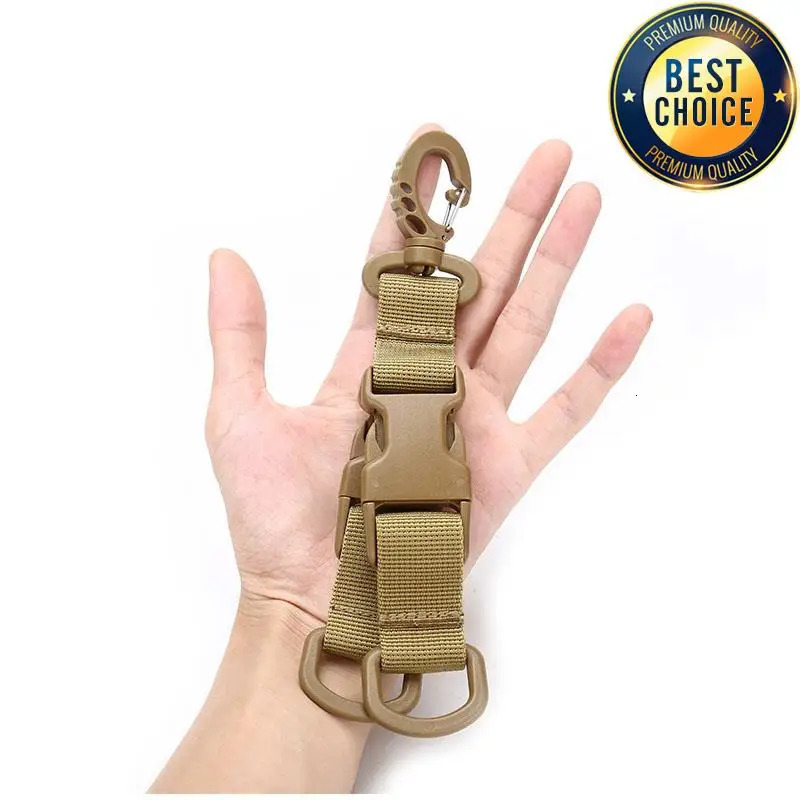 Tactical Nylon Webbing Backpack Hook Multifunctional Carabiner DShaped Keychain Doublesplit quick release hanging Buckle 260228