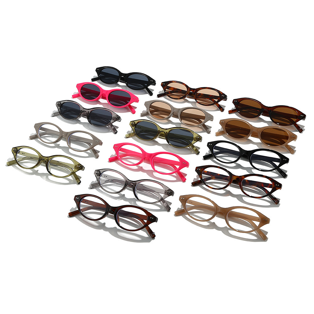 25 new models of foreign trade anti-blue light sunglasses, flat lenses, personalized oval shape, UV protection, fashionable