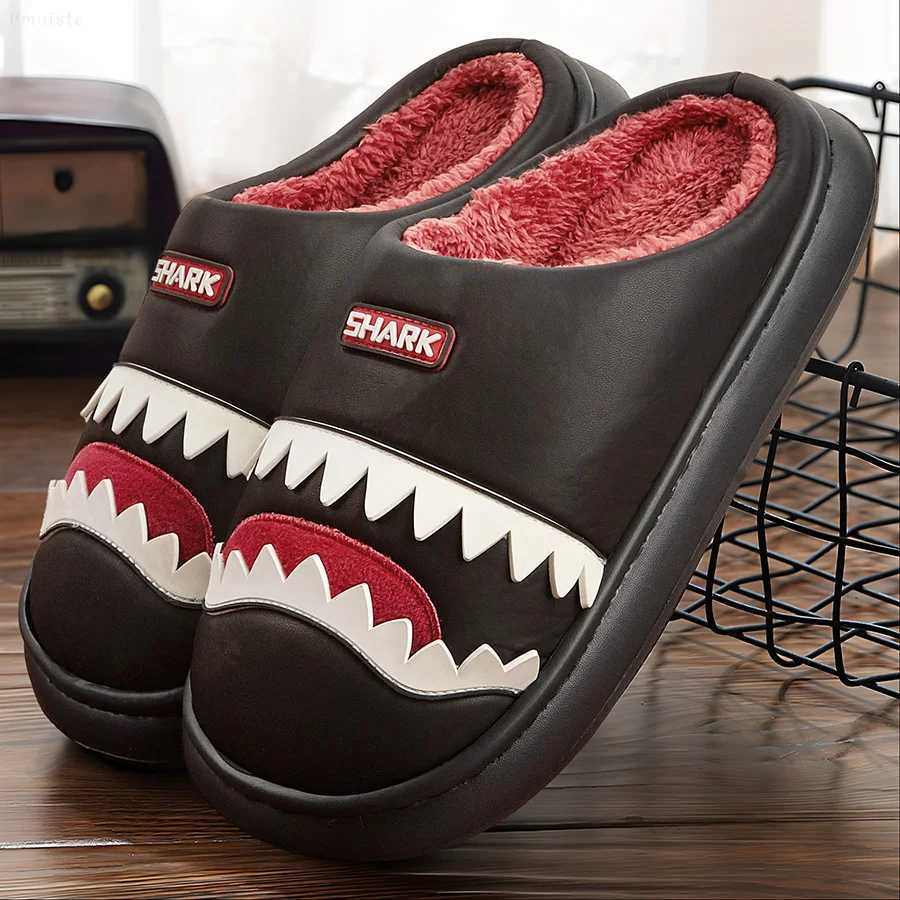 Cute Platform Mens Slippers For House Imitation leather Furry comfy memory foam soft couple shoes non-slip winter warm slippers S260305