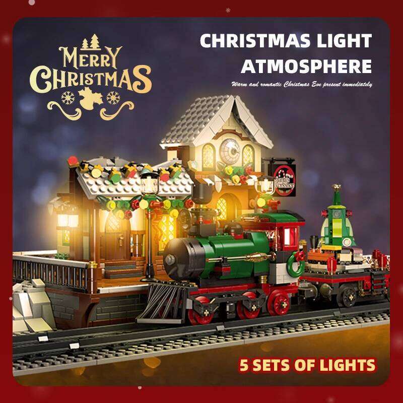 Creative Christmas Building Block The Motorized Winter Holiday Assembly Decoration Kids Train Model Gifts for Boys Z260305