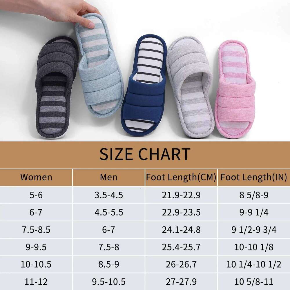 Litfun Memory Foam Women Flat Soft Sole Anti-Slips Cotton Shoes Open Toe Comfort Bedroom Slides Female Casual Slippers