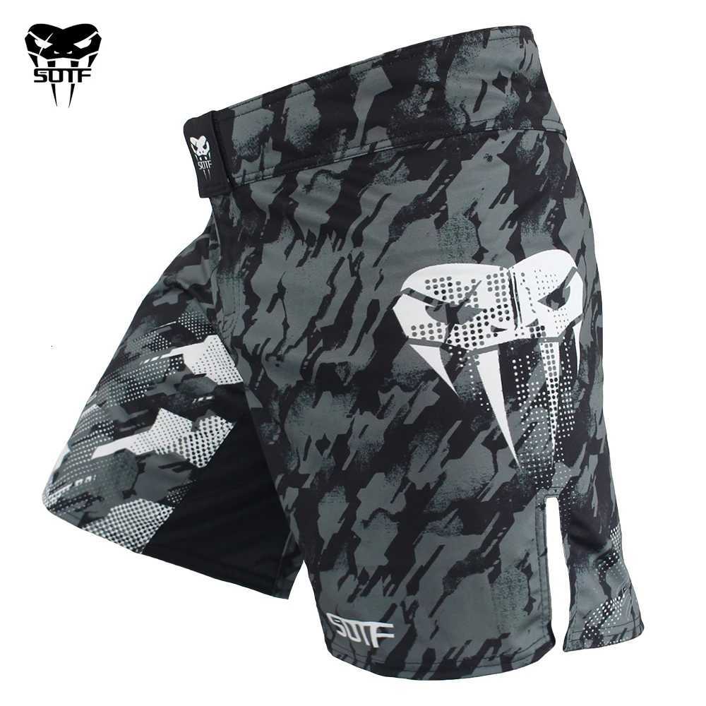 SOTF mma Adults Venomous snake Camouflage Men Women geometric boxing shorts Tiger Muay Thai mma shorts clothing fight sanda mma X260306