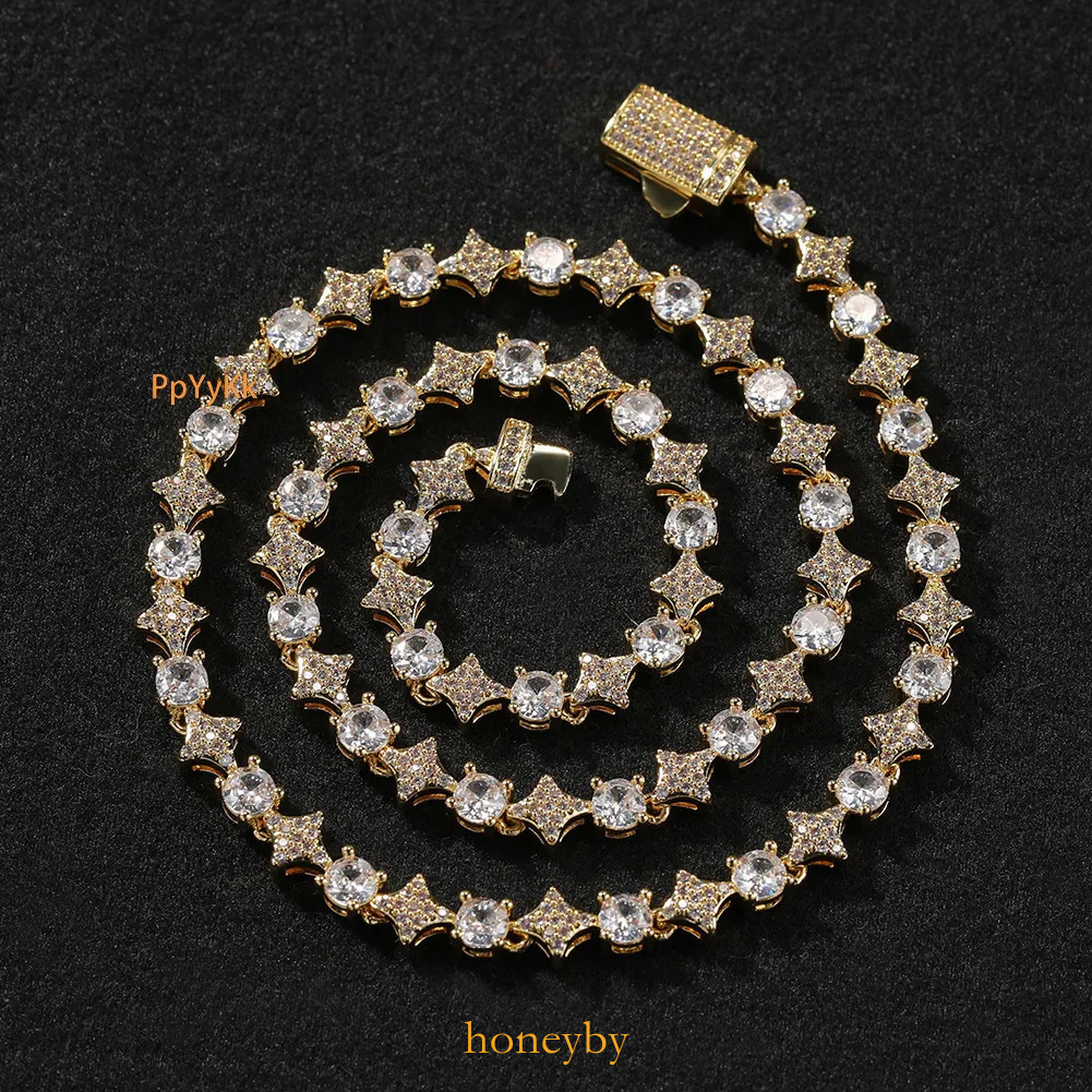 Luxury Jewelry 6mm Star Tennis Chain Necklace for Men Iced Out Moissanite Hip Hop Personalized Bracelet Bling Pass the diamond tester