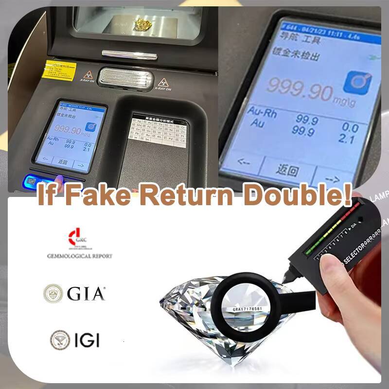 Certificate 10k 14k 18k Solid in Real Gold Moissanite Diamond Three Stone Wedding Engagement Ring Set for Women Jewelry AU750