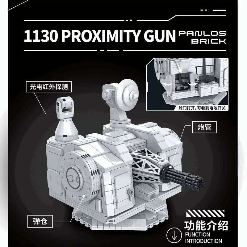 1087Pcs Military 1130 Close Range Gun Building Blocks Model Modern Naval Weapons Idea Bricks Toy for Children Christmas Gift Set Z260306