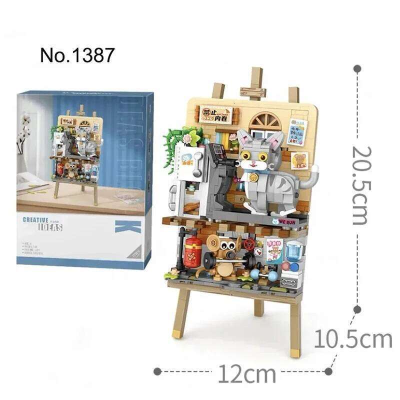 Animal Building Blocks Creative Cute Kitten 3D Painting Ornaments Children's Assembly Toys Boys Girls Gifts Z260306