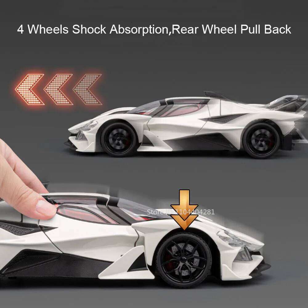 1:18 Scale Apollo EVO Lambor LP770 Alloy Sports Car Diecast Toys Model Ornament Music Light Pull Back Vehice Child Birthday Gift Z260306
