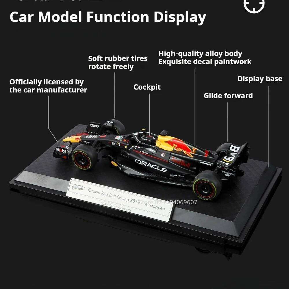 1:24 F1 Oracle Red Bull Racing RB19 Verstappen Model Cars Toys Floral Painting Wheel Steering Exquisite Miniature Car Boys Gifts Z260307