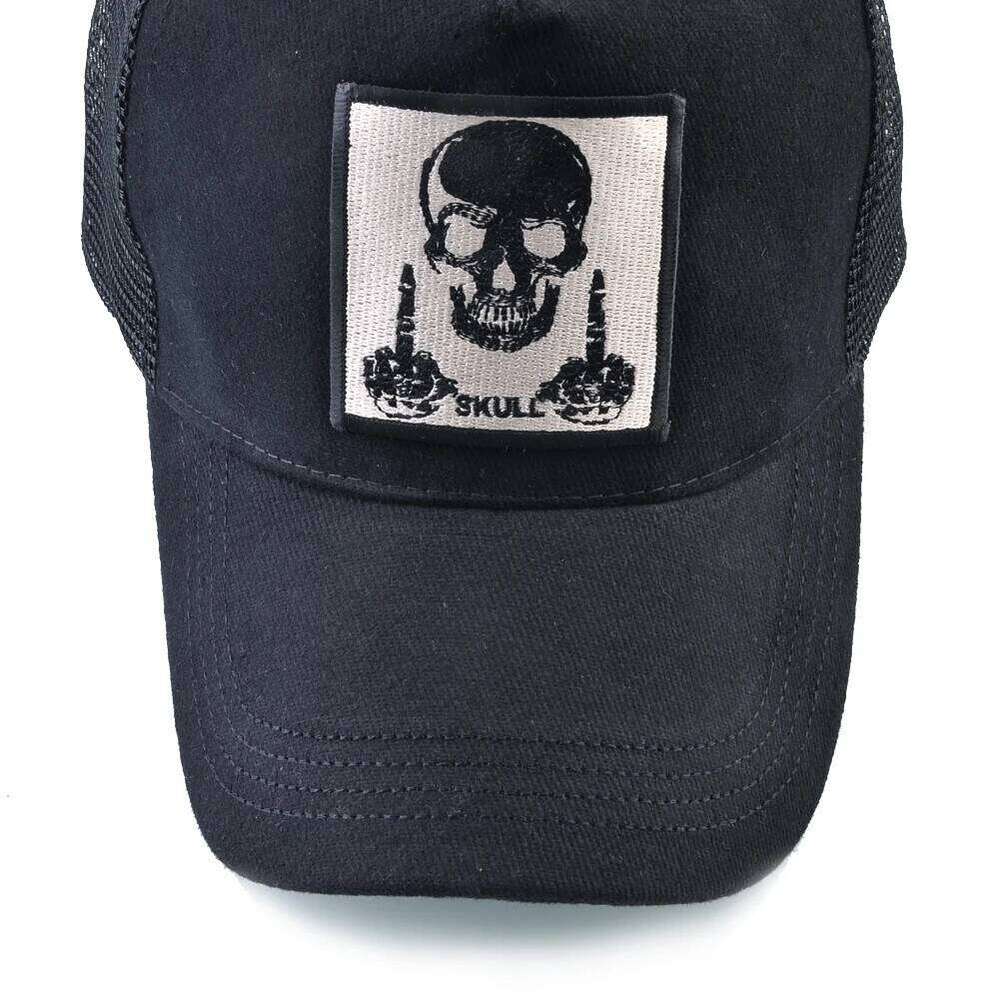 Men's Baseball With Embroidery Skull Patch Snapback Hip Hop Trucker Cap Women Four Season Outdoor Breathable Visor Bone Hats Y260304