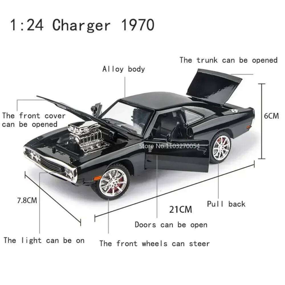 1:24 Challenger SRT Hellcat Police Car Mammoth Charger 1970 Alloy Deicast Toys Miniature Model Doors Opened Sound Light Boy Gift Z260307