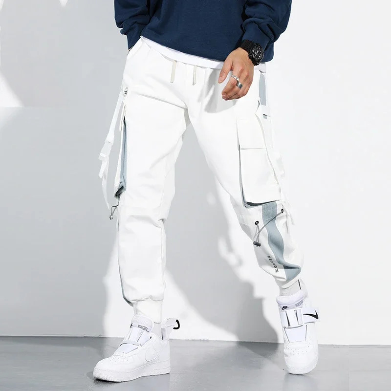 Mens Letter Flap Pocket Drawstring Cargo Pants Casual All-match Loose pantalon cargo homme Classic Fit Elastic work Trousers 260305