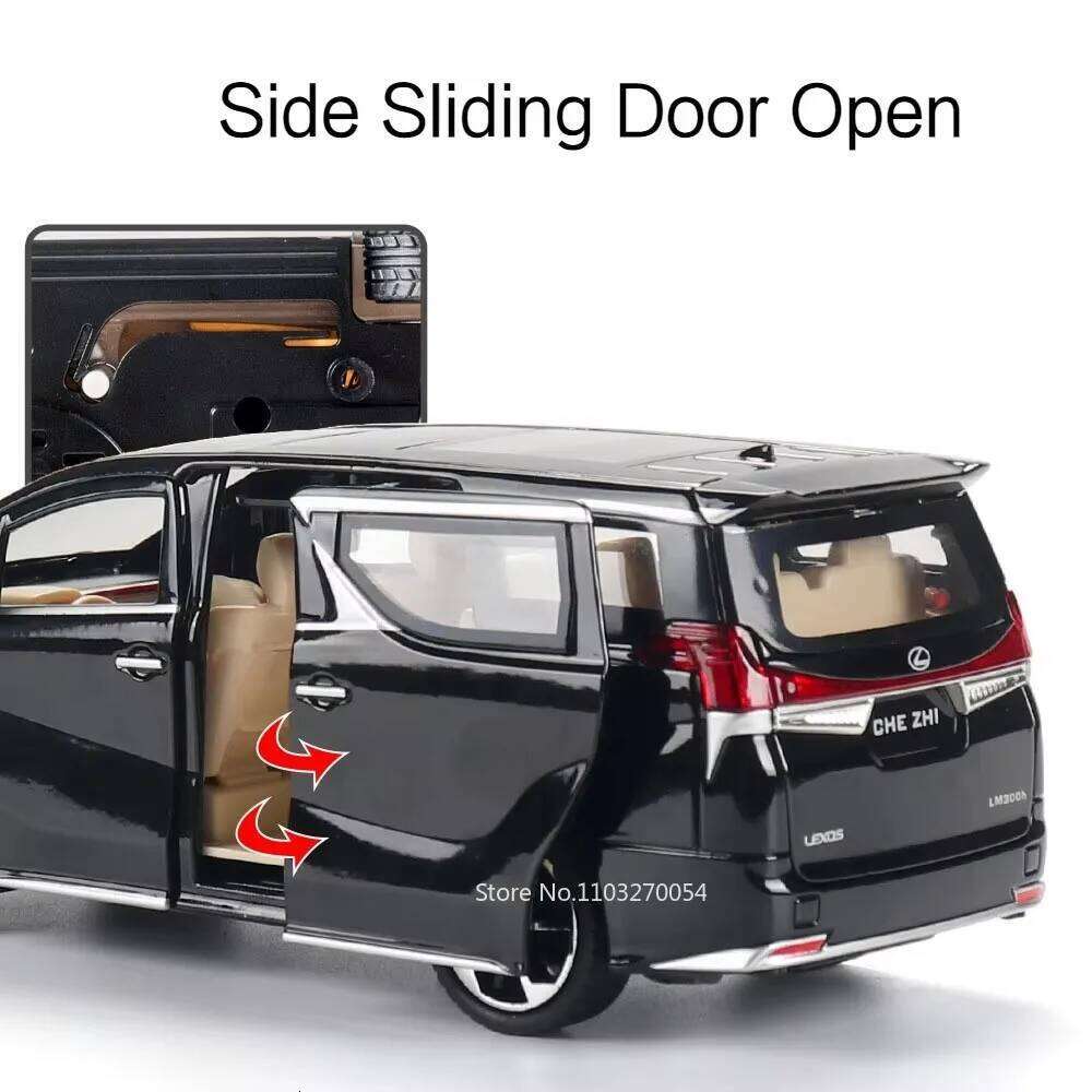 1:24 LM300H Alloy Diecast LX600 Miniature Model Toys Car Sound Light Pull Back 6 Doors Opened Toy for Boy Adult Birthday Present Z260306