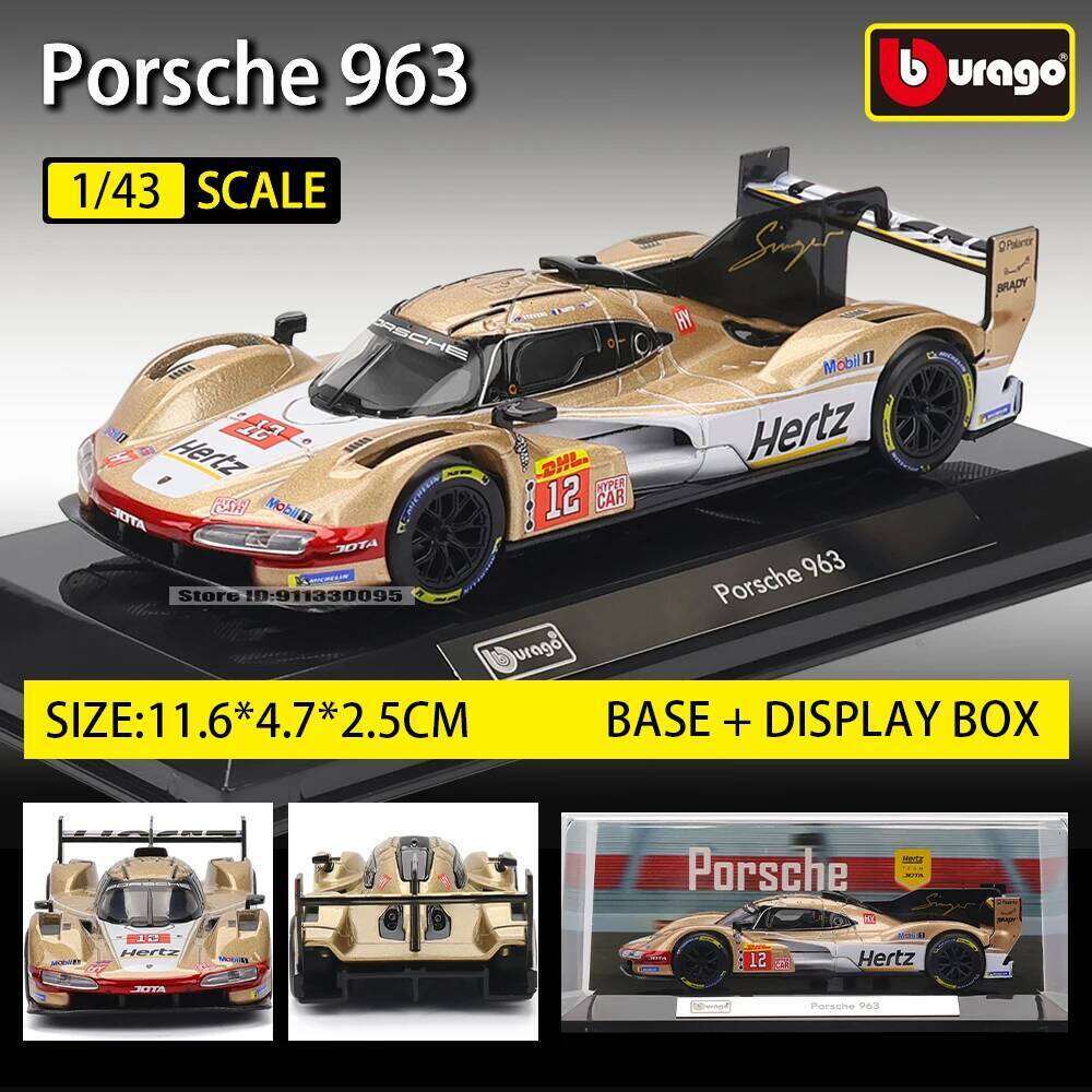 Bburago 1:43 Porsche 963 24 HEURES DU MANS racing simulation model alloy car toy male collection gift Z260306