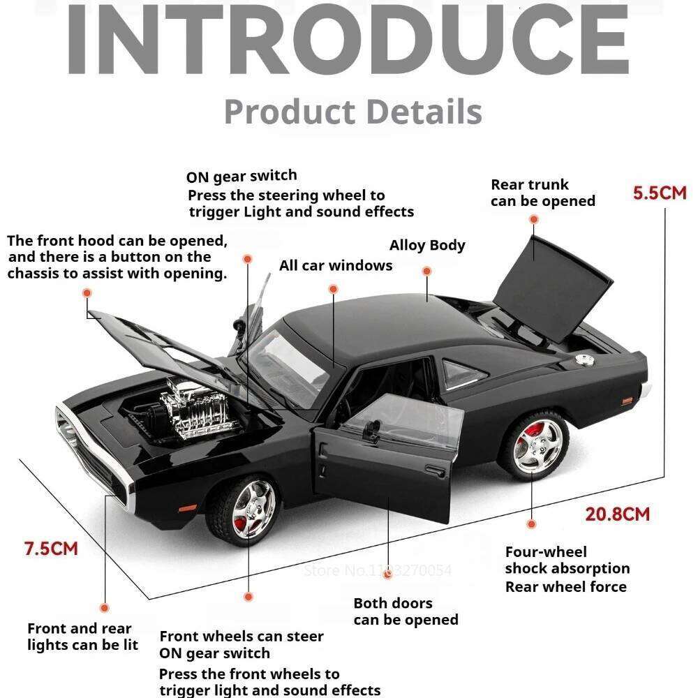 1:24 Charger Hellcat Cars Alloy Diecast Model Toys Shock Absorption with Sound Light Pull Back Miniature Vehices Educational Toy Z260306