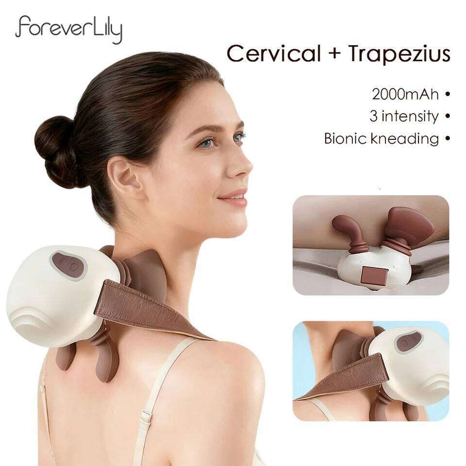 4D Bionic Hand Kneading Shoulder Massager Portable Trapezius Muscle Pinching Massage Shawl Brushless Motor Neck masajeador 26Y0307