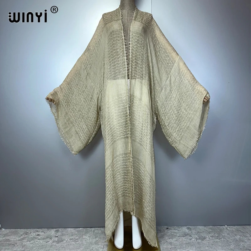 WINYI high quality comfortable Women Soft Cardigan Loose Dress Party Boho Maxi beach Holiday Swimming Cover ups Africa Kimono 260228