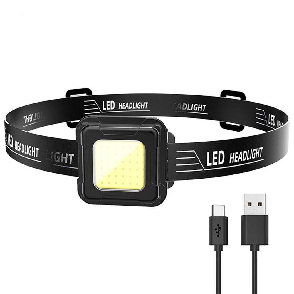 Portable Head Lamp 4 Light Modes Multifunctional Head Torch Type C USB Charging Head LED Flashlight for Climbing Emergency H260307
