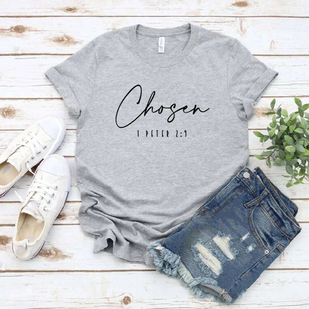 Chosen 1 Peter 2:9 T-Shirt Christian Shirts Faith T Shirt Religious Clothing Women Short Sleeve Tshirts Bible Verse T-shirt Top XJ260306 XJ260306
