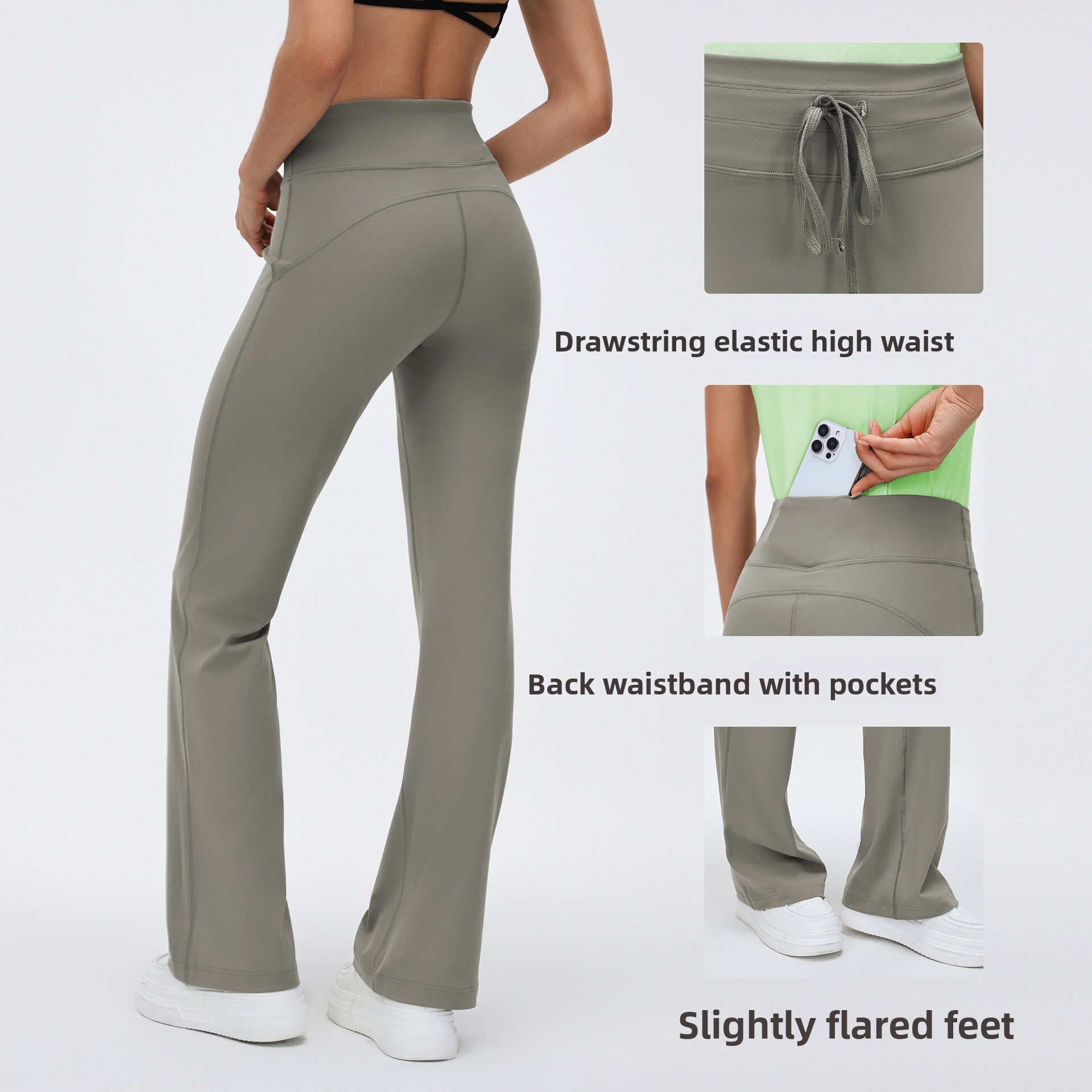 Waist Drawstring Flared Yoga for Women High Elastic Breathable Outdoor Professional Pilates Sports Fitness Pants