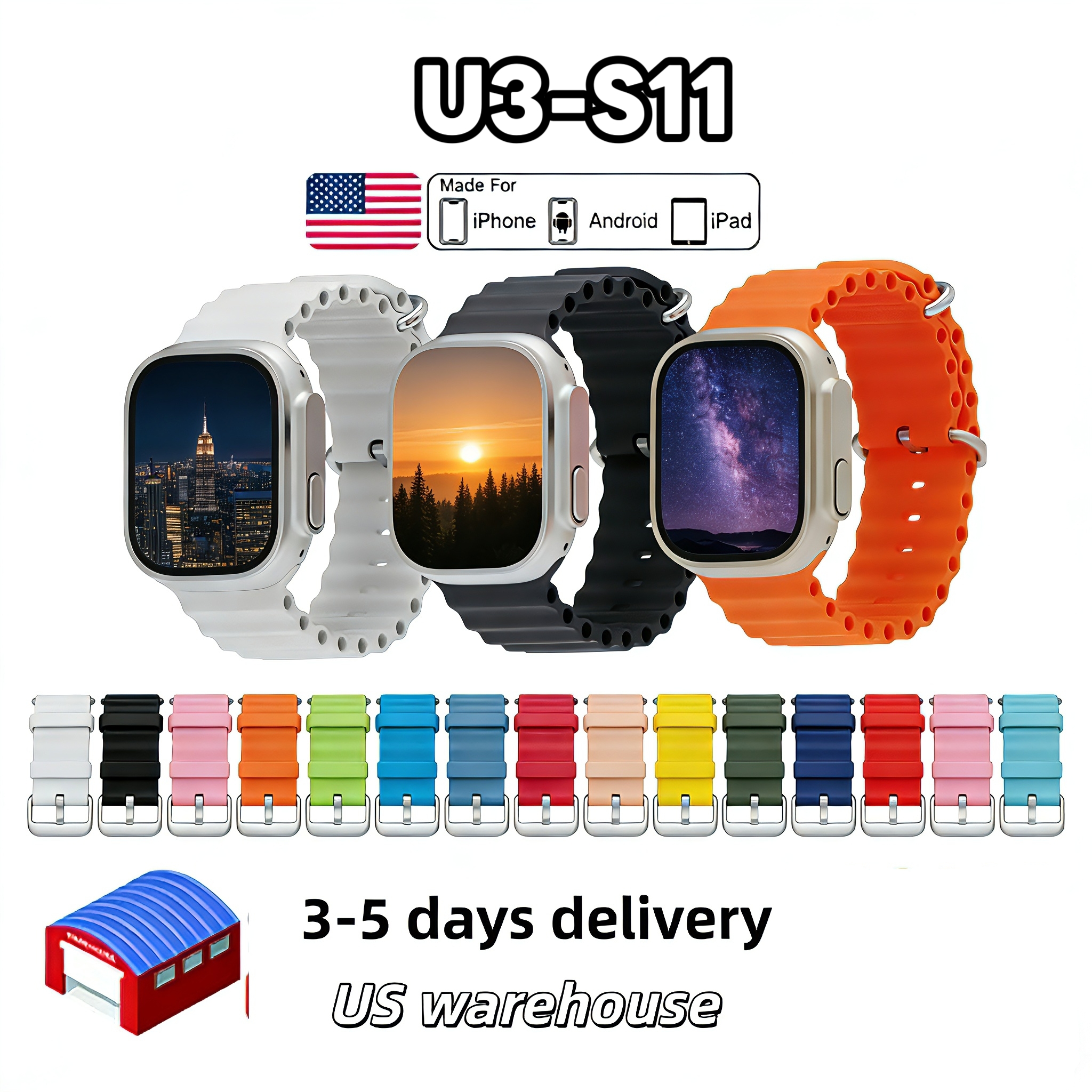 The new 49mm S11 Ultra 3 smartwatch comes with a touchscreen, wireless charging strap, box, case, and Android system.