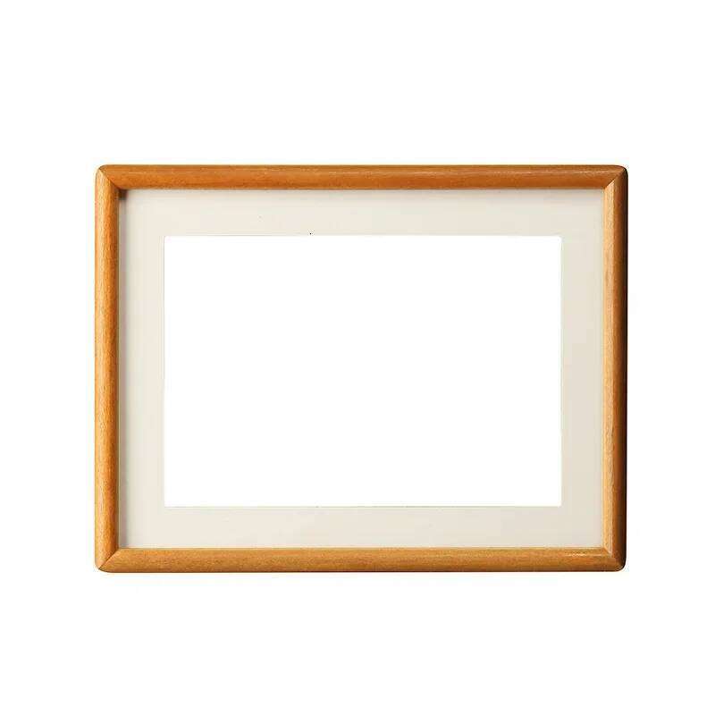 Solid Wood Round Corner Picture Frame, Walnut and Golden Sandalwood, Minimalist Design, Tabletop, Home Decor H260306