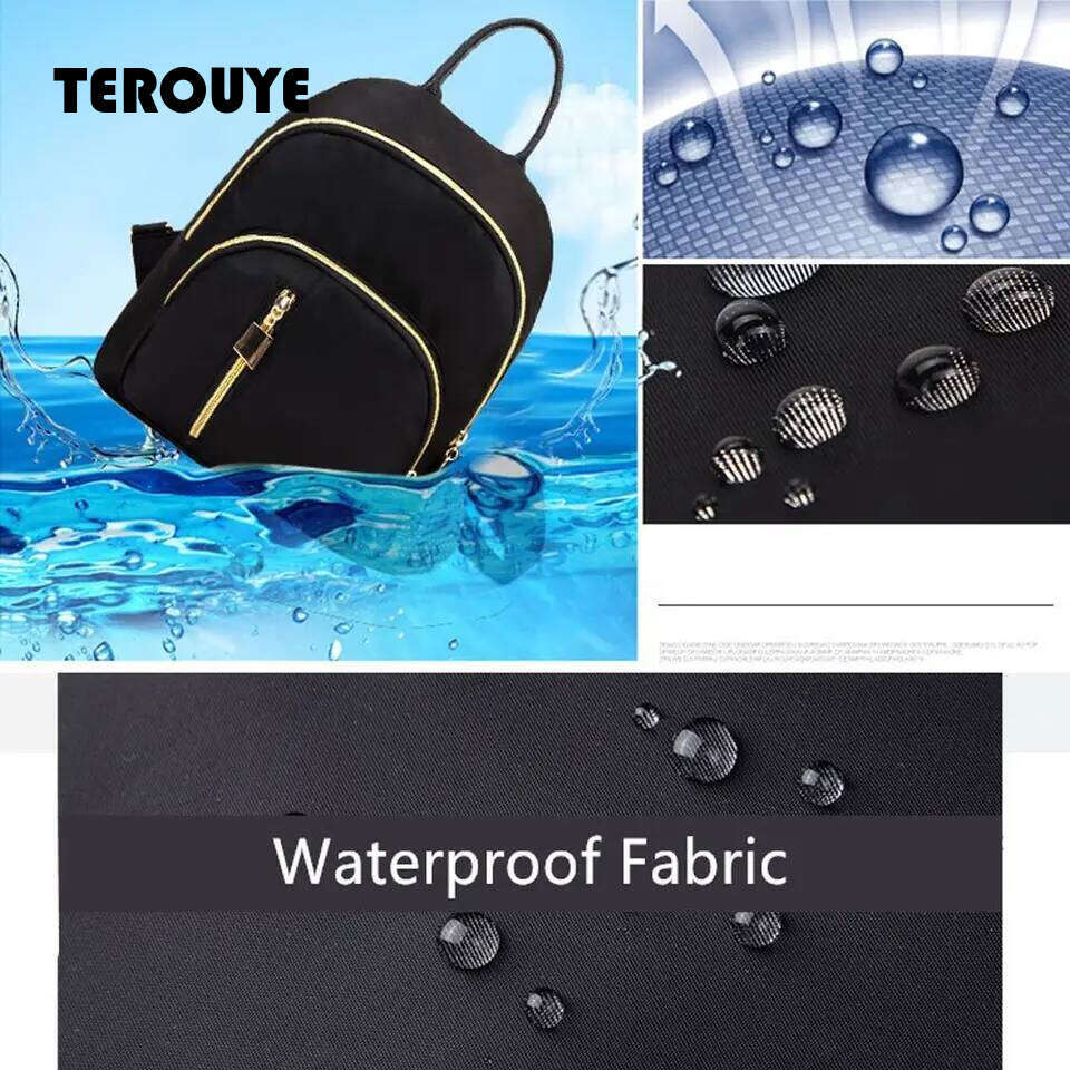 Women's Multi-Function Fashion Girl Oxford Daypack Travel Cute Mini Backpack Men Shoulder Bag Black Purse Hot TEROUYE