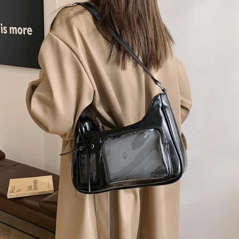 Y2k Harajuku Shoulder Bag Women Korean Transparent Ita Bag School Crossbody Bag Female Japanese Preppy Handbag Purse 260306