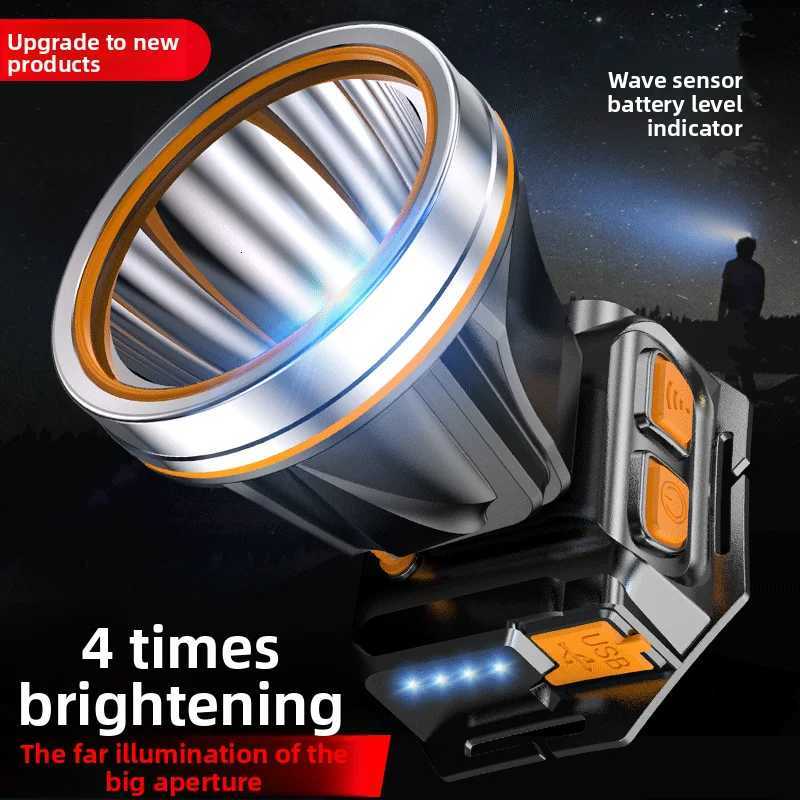 Outdoor Long Range Strong Light Power Ultra Bright Fishing Head Night Fishing Wearable Headlight Lithium Induction Flashlig H260307