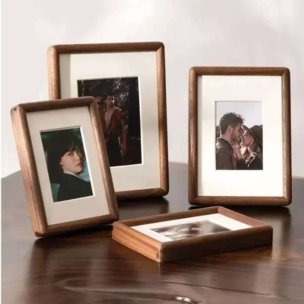 Fashion 6/7/8 Inch Black Walnut Simple Real Wooden Picture Handmade Mortise Tenon Photo Frame H260306