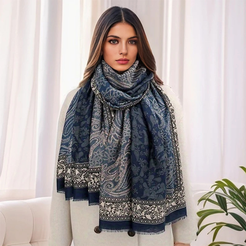 Paisley Cotton Pashmina Shawl Lady Wrap Warm Winter Scarves Autumn Print Female Foulard Beach Stoles Scarf 260302