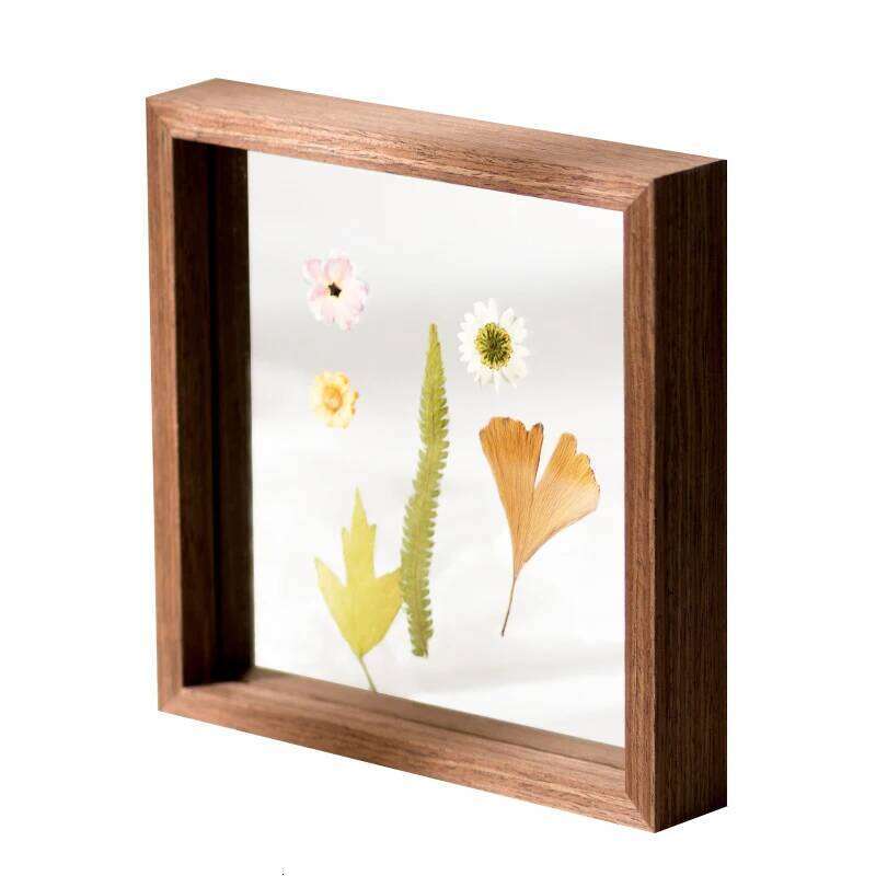 Wooden Picture Photo Table Display Side Pressed Flower Frames Plant Specimen Herbarium Clip Double Glass Frame H260306
