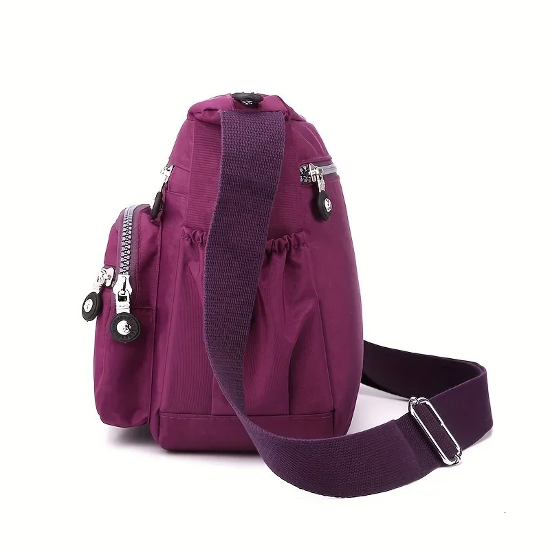 Waterproof Nylon Crossbody Bag Multiple Pockets Zipper Closure Stylish Casual Shoulder Bag for Travel Everyday Use 260306