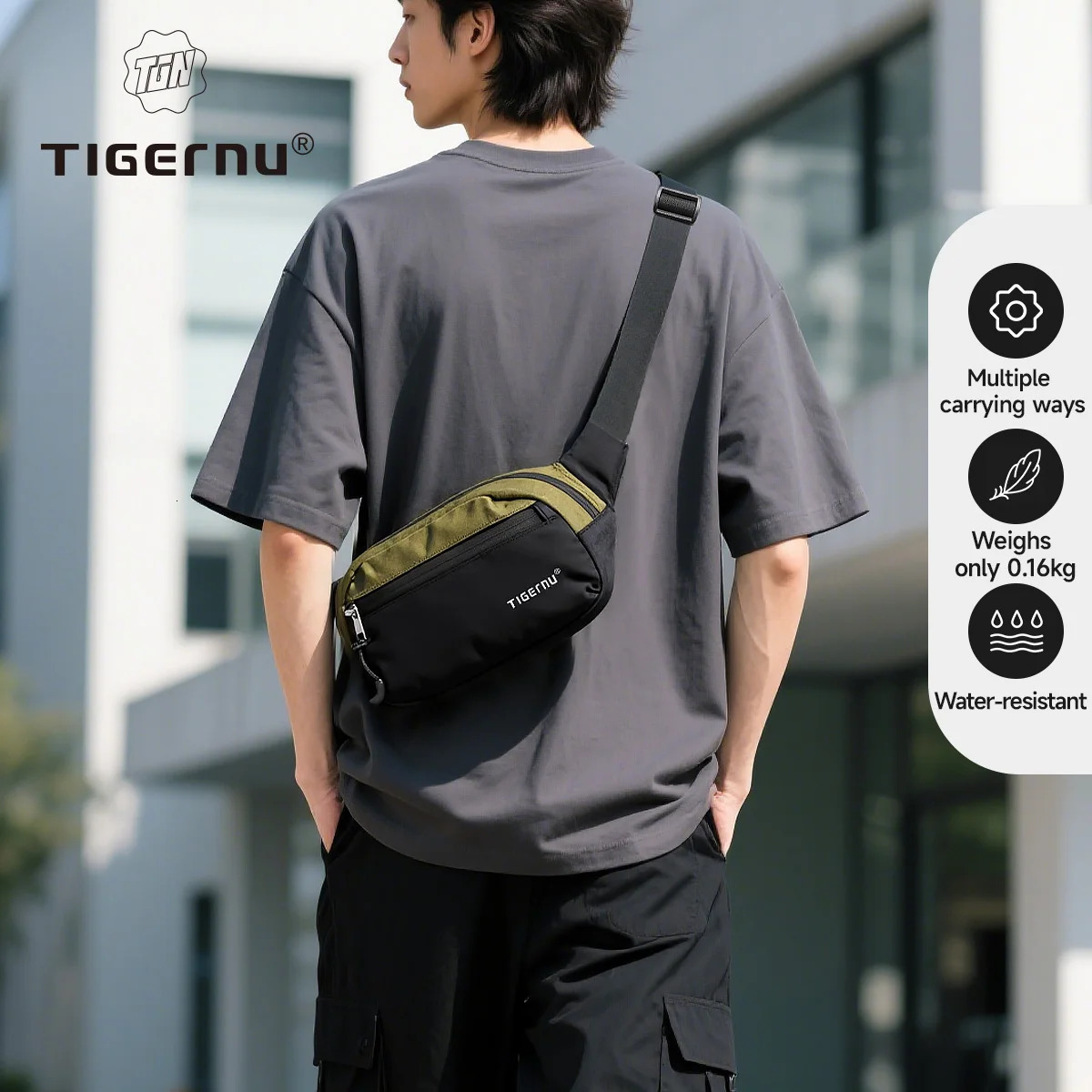 Tigernu Waist Pack Fanny Packs For Men Chest Bags Man Belt Pouch Casual Hip Sack Light Weight Shoulder Bag Crossbody 260228