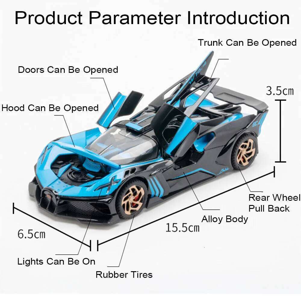 1:32 Tourbillon Bolide Alloy Diecast Sports Car Model Toys Sound Light Pull Back Doors Opened Miniature Vehices Adult Boys Gifts Z260307