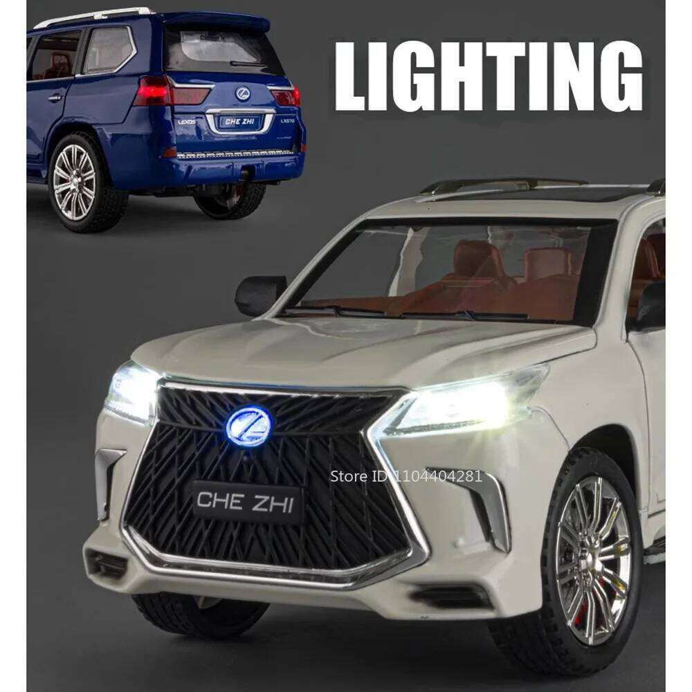 1:24 LX570 LX600 Miniature Car Toys Diecast Alloy Model 6 Doors Opened Sound Light Pull Back Metal Vehice Friend's Birthday Gift Z260306