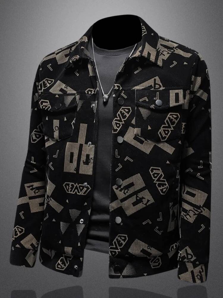 Men's plus Size Corduroy Shirt Jacket Autumn Fashion Slim Fit Trendy Outerwear High-End Top