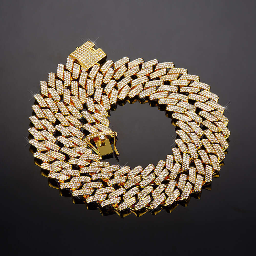 Cross-border bestseller: Three-row diamond Cuban high-quality, unique and creative, bold full-diamond hip-hop necklace, exclusively for cross-border s