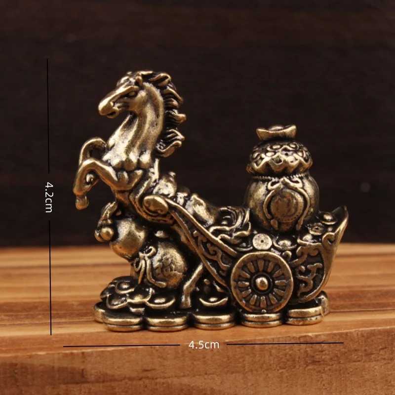 Chinese Bronze Zodiac Horse Statue Desktop Decor for Living Room Tea TableT260307