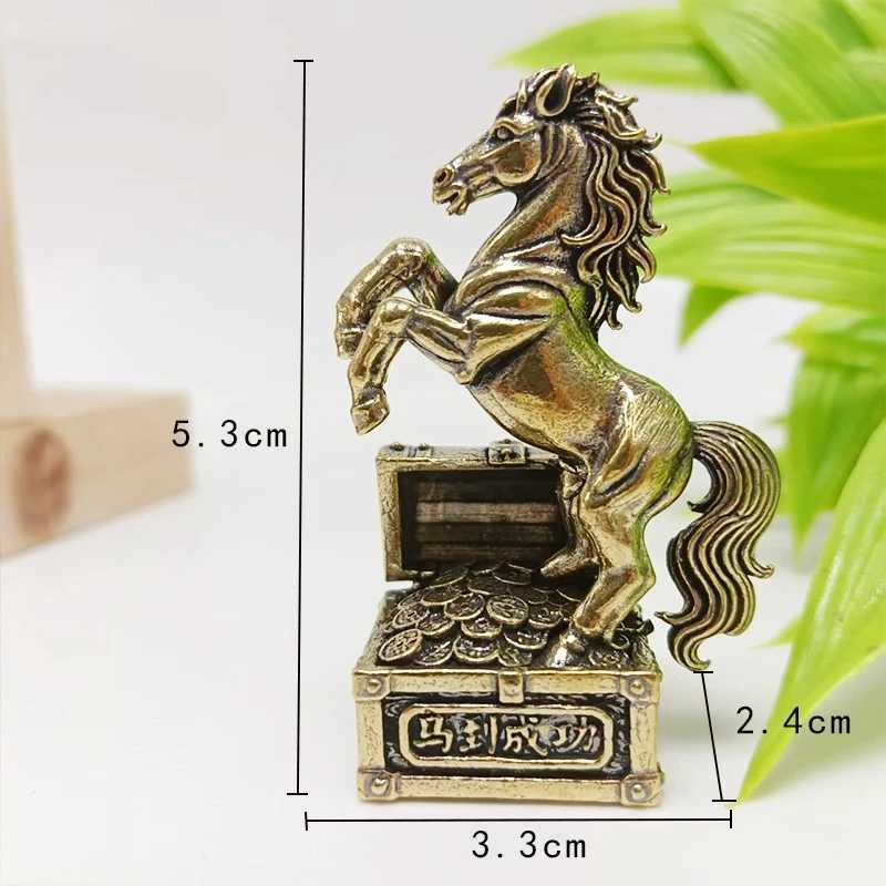 Chinese Brass Horse Figurine Feng Shui Wealth Decor for Office Desk Tea Pet GiftT260307