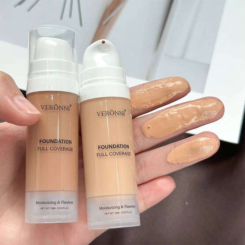15ml Full Coverage Liquid Foundation,Foundation Effective Concealer Waterproof Sweat-resistant Makeup Professional Cosmetics 26L0306
