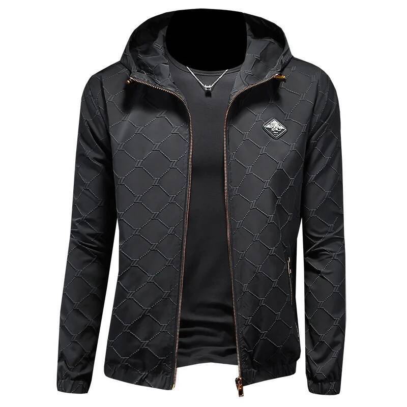 Spring Autumn Luxurious Men's Hooded Solid color Jacket Outerwear Sports Loose Casual Coats Youth Streetwear Tops
