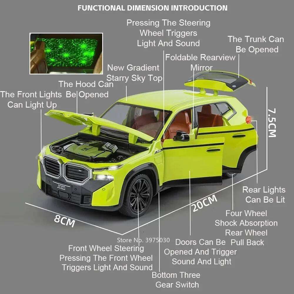 1:24 Alloy Rolls Royce Cullinan XM Model Diecast Toys Cars 6 Doors Opened Vehicles Pull Back Light Music Miniature Car Kids Gift Z260307