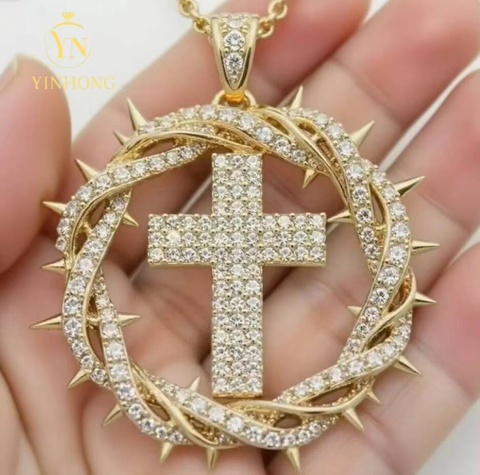 Pass Diamond Tester Baguette 925 Sterling Silver Hip Hop Pendant Lab Diamond Vvs Moissanite Cross Pendant