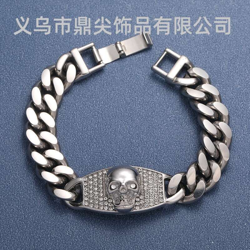 European and American cross-border hip-hop 18K gold polished Cuban chain high-quality men's bracelet, trendy versatile jewelry accessory