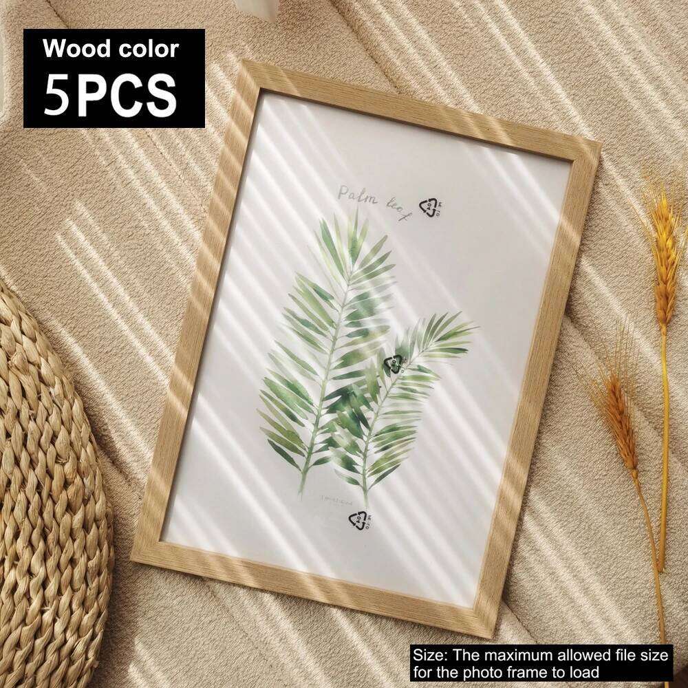 5Pcs Wooden Photo Frames Picture Wall 10X15 15X20 20X25 A4 Frame Stand For Pictures Certificate Commemorative Gift H260306