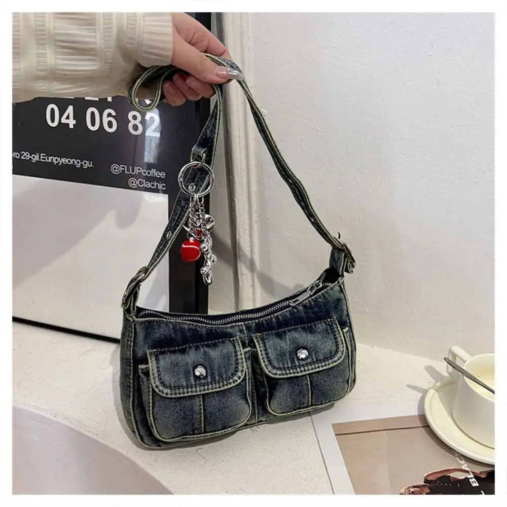 Fashion Handbag Retro Denim Bag Underarm Bag Crossbody Bag Spicy Girl Shoulder Bag Armpit Bag Y2K Cloth bag Shopping 260306