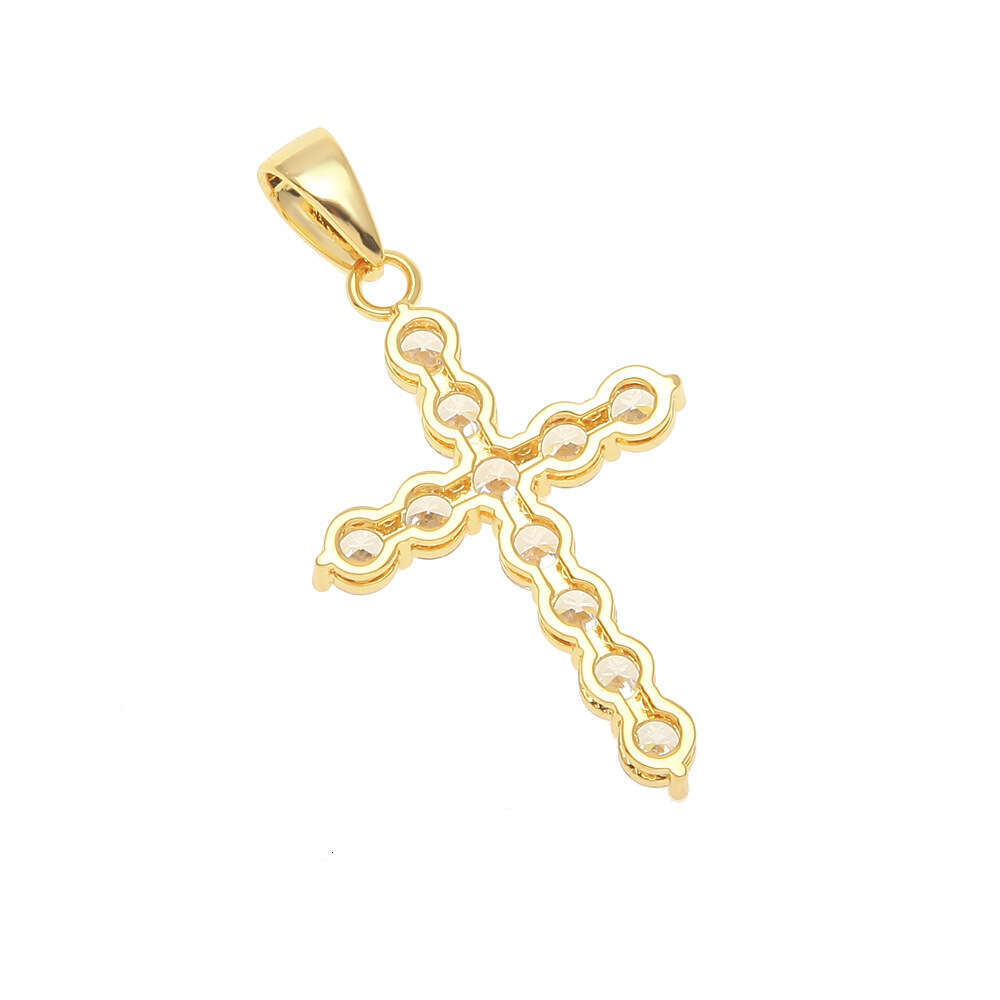 European and American high-quality men's accessories, micro-inlaid AAA zircon cross pendant, hip-hop Cuban chain wholesale