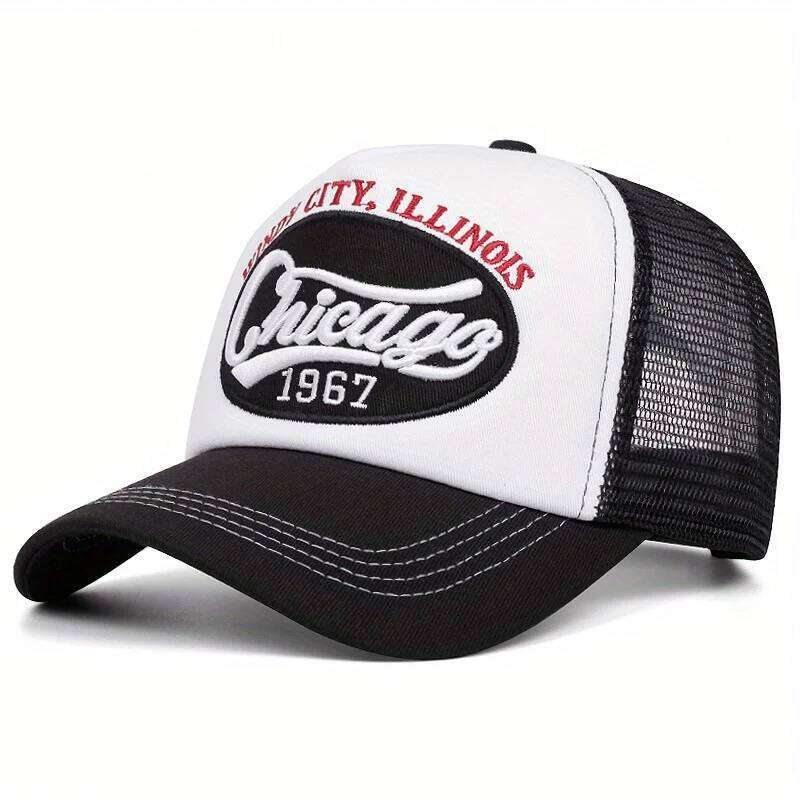 1967 letter embroidered baseball breathable mesh truck driver cap Y260304